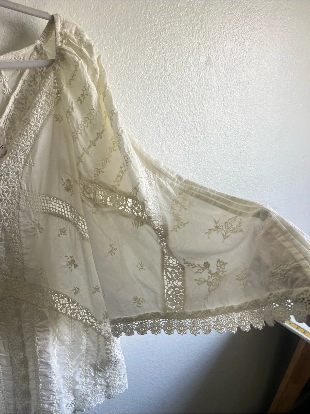 Free People Wildflower Muse Mini Dress IvoryEgret Embroidered/Crochet Cotton NWT